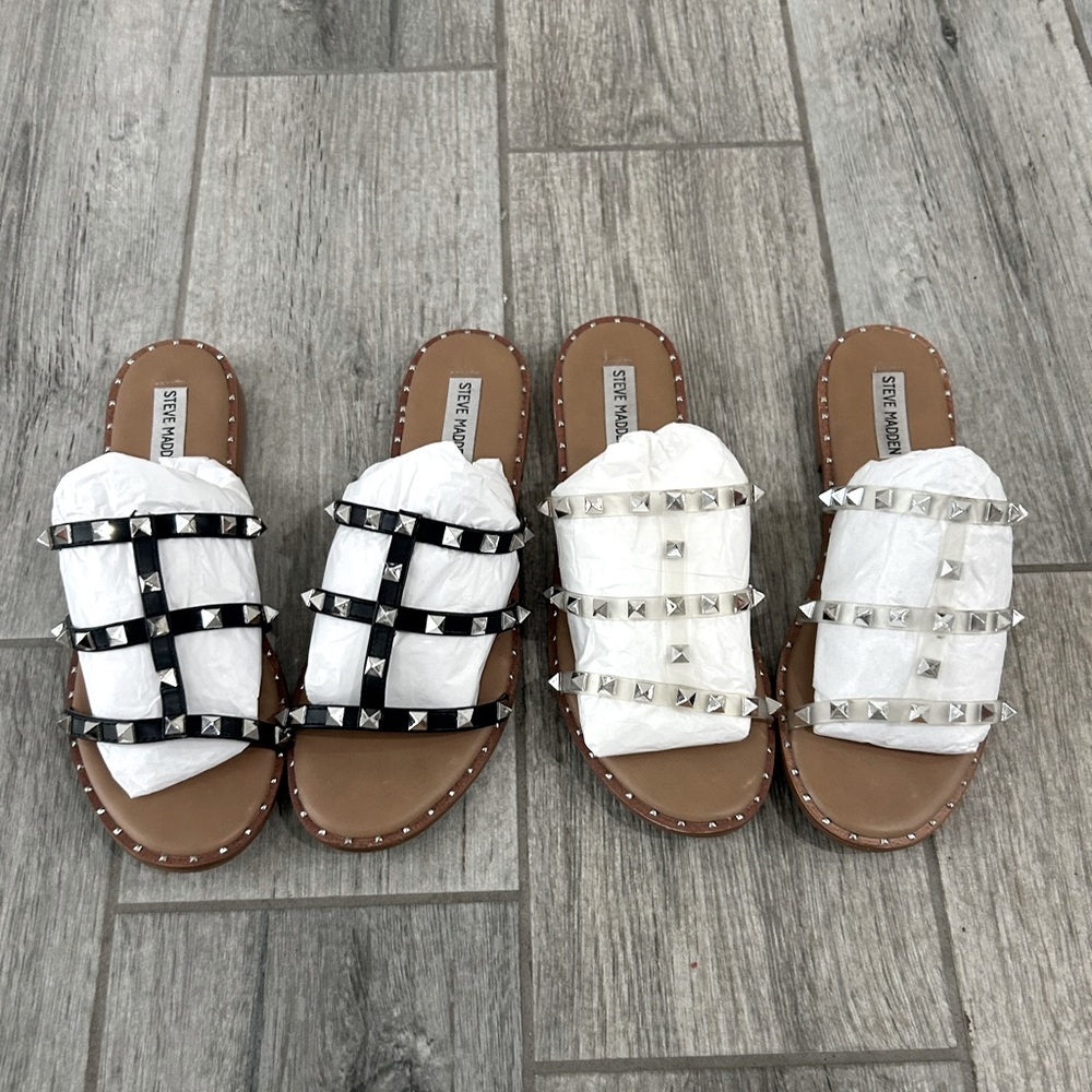 ❤️‍🔥Steve Madden Averill Strappy Gladiator Sandals Size 10 Clear/Silver 🔥